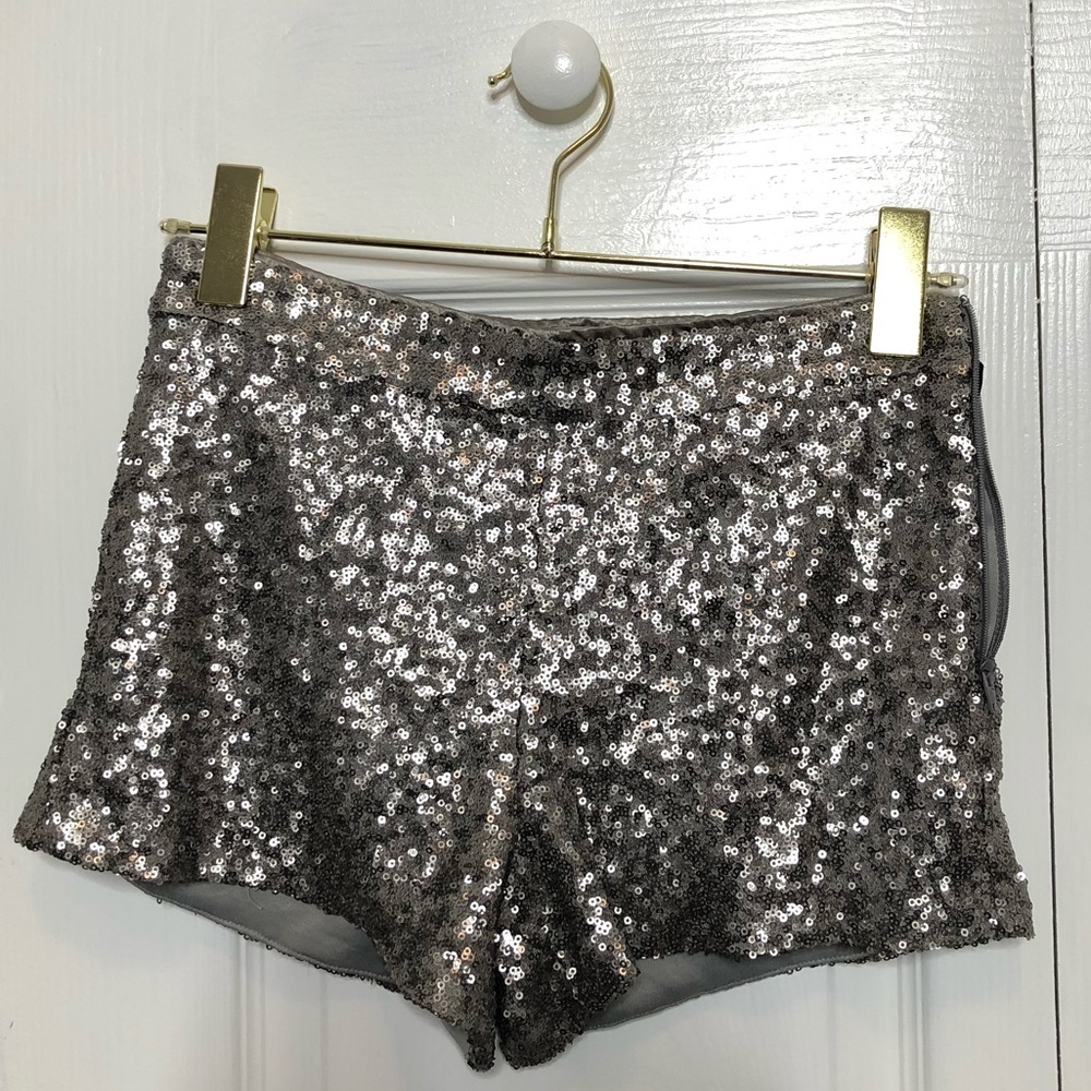 Silver sequin shorts